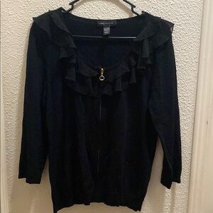 Cable & Gauge Black Ruffled zip up size L